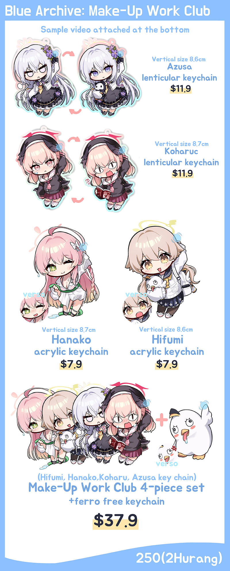 Blue Archive Make-Up Club Acrylic Charms - 2Hurang