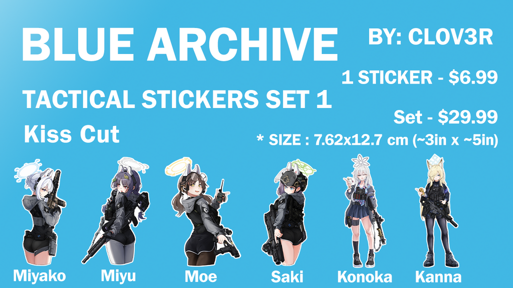 Clov3r - Blue Archive Tactical Stickers Set 1